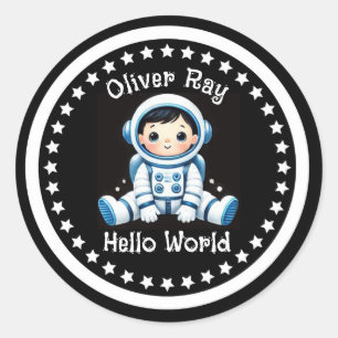 Hello world Astronaut Custom Classic Round Sticker