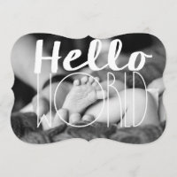 Hello World Baby Announcement |5x7 Invite  Bracket