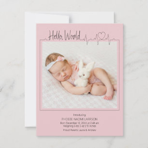 Hello, World Baby Announcement Card