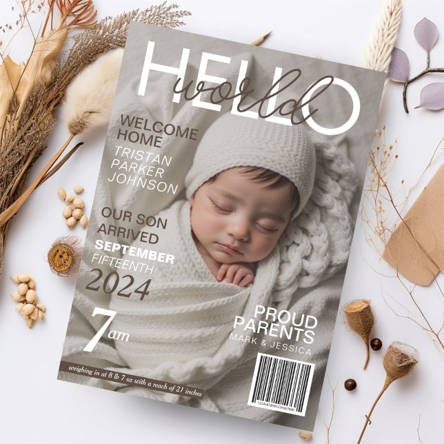 Hello World Baby Magazine Birth Announcement (Creator Uploaded)