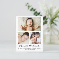 Hello World! Baby Photo Birth announcement