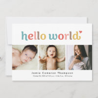 Hello World Baby Photos Colorful Baby shower Birth