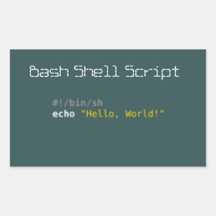 Hello World Bash Shell Script Rectangular Sticker