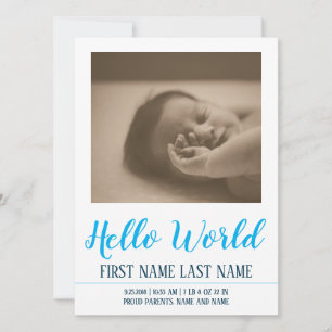 Hello World - birth announcement with photo