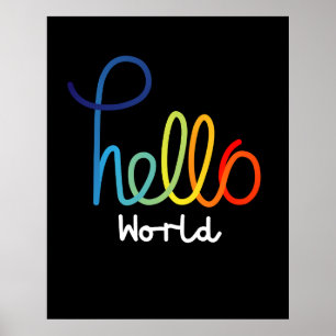 Hello world colourful  poster