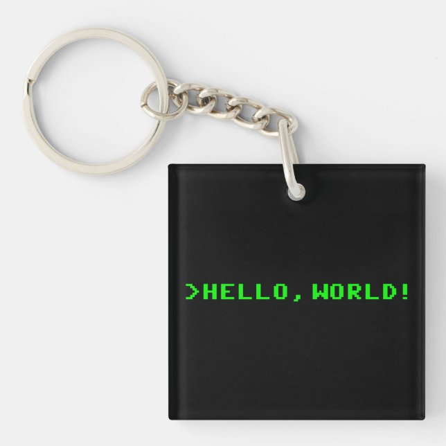 Hello World Computer Programming Key Ring (Front)