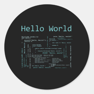 Hello World Computer Programming Languages Classic Round Sticker