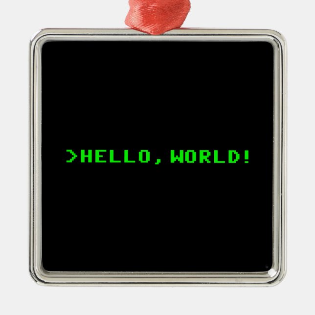 Hello World Computer Programming Metal Tree Decoration (Front)