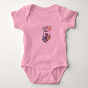  “Hello World” Fish-Themed Baby Bodysuit