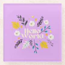 Hello World Floral Throw Pillow