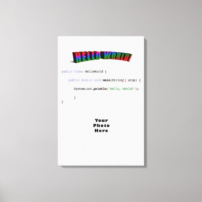 Hello World geek greeting Java Canvas Print (Front)
