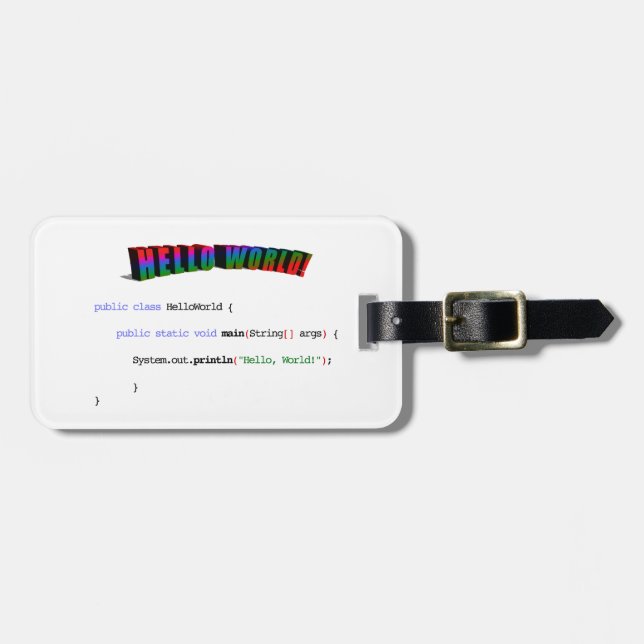 Hello World geek greeting Java Luggage Tag (Front Horizontal)