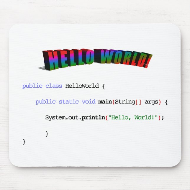 Hello World geek greeting Java Mouse Mat (Front)
