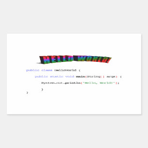 Hello World geek greeting Java Rectangular Sticker
