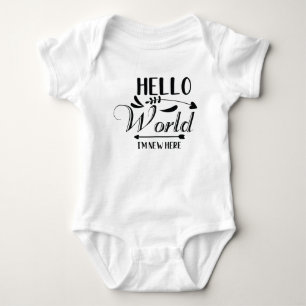 "Hello World i'm new here" Funny Baby Bodysuit