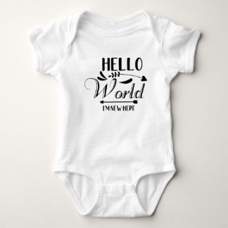 "Hello World i'm new here" Funny Baby Bodysuit