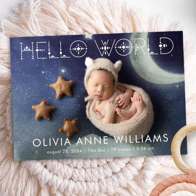 Hello World New Baby Birth Photo  Announcement (Creator Uploaded)