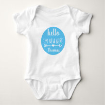 Hello World New Baby custom text Baby boy Bodysuit