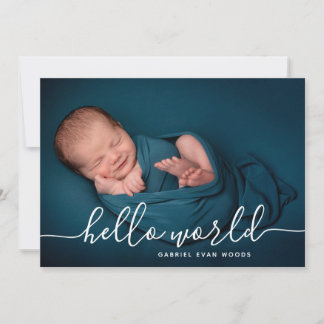 Hello World Photo Collage Modern Birth  Announcement