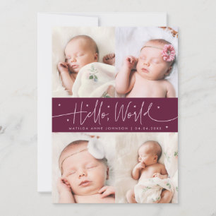 Hello World Script Cranberry Multi Photo Birth Announcement