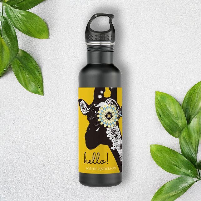 Hello! - Yellow Funky Cool Paisley Giraffe 710 Ml Water Bottle (Creator Uploaded)