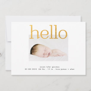 hello yellow gold Foil modern simple minimalistic Announcement