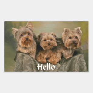 Hello Yorkshire Terrier Puppy Dog Greeting Sticker