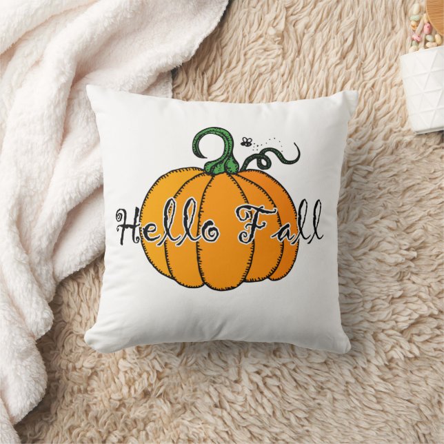 Hellow Pumpkin Fall Pumpkin Hello Fall Cushion (Blanket)
