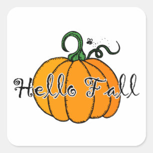Hellow Pumpkin Fall Pumpkin Hello Fall Square Sticker