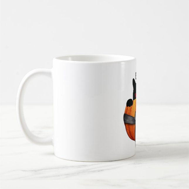 Helloween Black Cat in a Pumpkin Funny Gift Coffee Mug (Left)