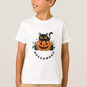 Helloween. Pumnkin and gost cat scared? T-Shirt