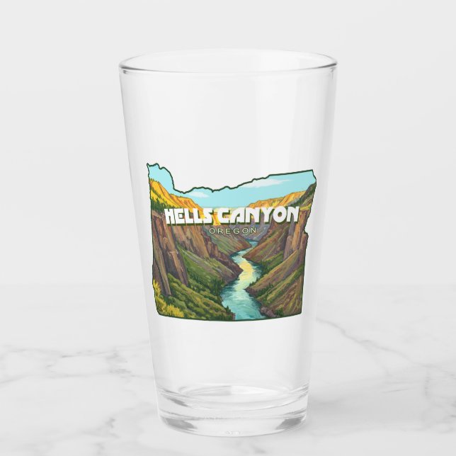 Hells Canyon Oregon Map Glass (Front)