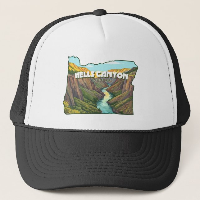 Hells Canyon Oregon Map Trucker Hat (Front)