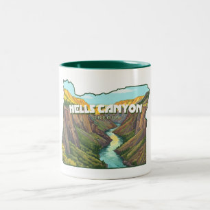 Hells Canyon Oregon Map Two-Tone Coffee Mug