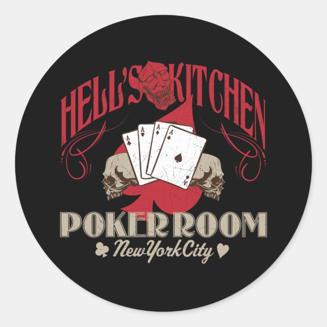 Hells Kitchen Poker Room, New York City Sticker (Front)