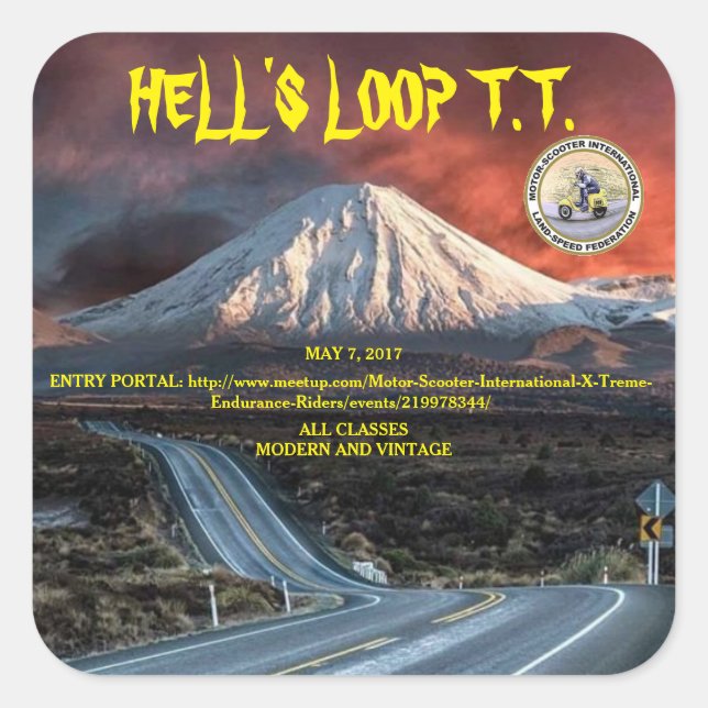 HELL'S LOOP T.T. 2017 SQUARE STICKER (Front)