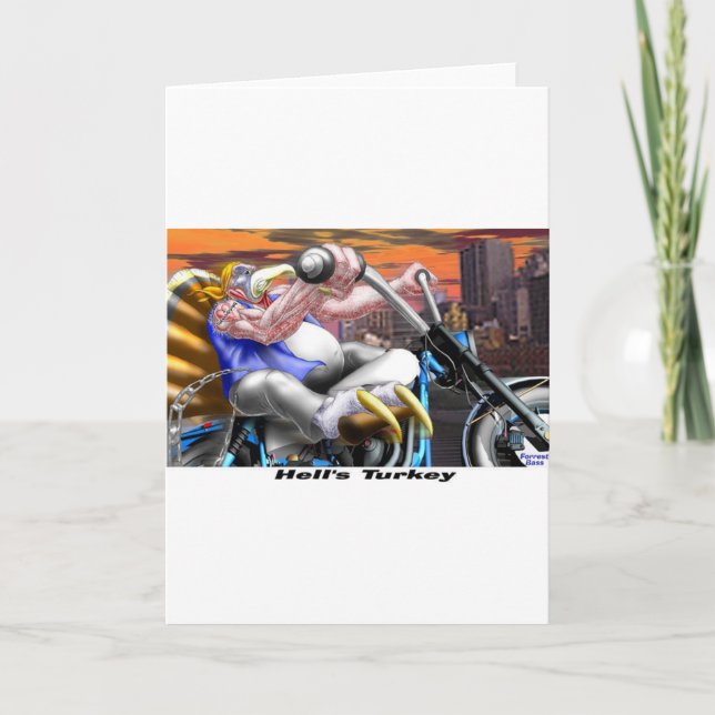 Hells Turkey Funny Thanksgiving Harley Tees & Gift Holiday Card (Front)