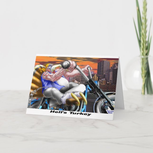 Hells Turkey Funny Thanksgiving Harley Tees & Gift Holiday Card (Front)