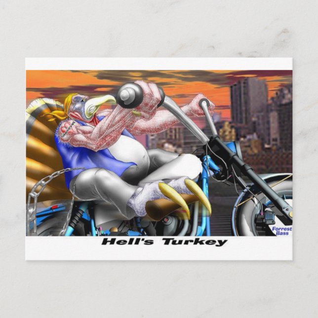 Hells Turkey Funny Thanksgiving Harley Tees & Gift Holiday Postcard (Front)