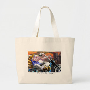 Hells Turkey Funny Thanksgiving Harley Tees & Gift Large Tote Bag