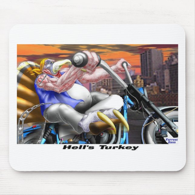Hells Turkey Funny Thanksgiving Harley Tees & Gift Mouse Mat (Front)