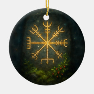 Helm of Awe Aegishjalmur Norse Protective Symbol Ceramic Tree Decoration