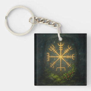 Helm of Awe Aegishjalmur Norse Protective Symbol Key Ring