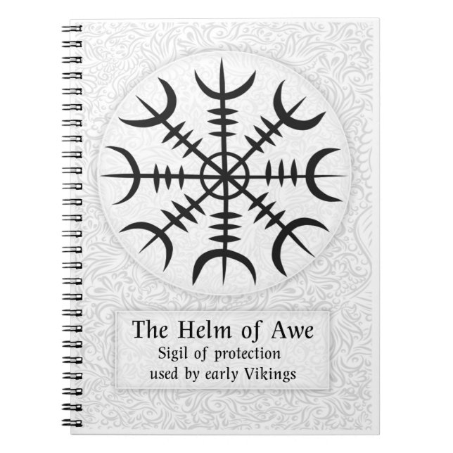 Helm Of Awe Icelandic magical sign - White Notebook (Front)
