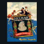 Helmar Turkish Cigarettes Art Deco Add Poster<br><div class="desc">When selling Cigarettes in the art deco style meant lots of girls. And a guy in the middle of the ocean with a cigarette hanging out of his mouth.</div>