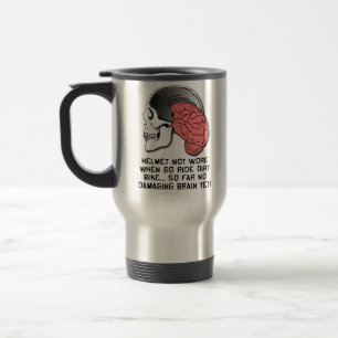 Helmat Brain Damage Funny Dirt Bike Motocross Trav Travel Mug
