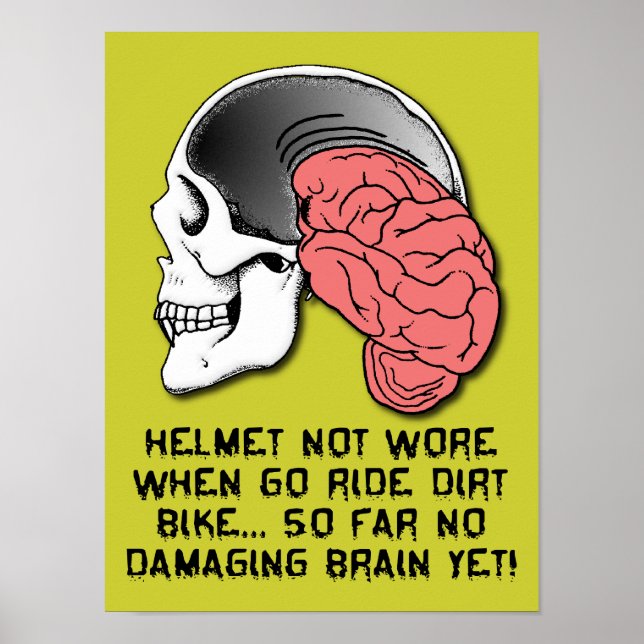 Helmet Brain Damage Funny Dirt Bike Motocross Post Poster (Front)