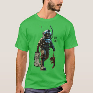 Helmet Diver Catching a Lobster Underwater URM T-Shirt