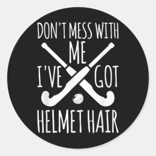 Helmet Hair - Field Hockey Goalie Classic Round Sticker