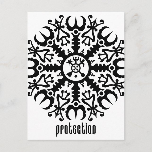 Helmet of awe - Aegishjalmur No. 1 (black) Postcard (Front)